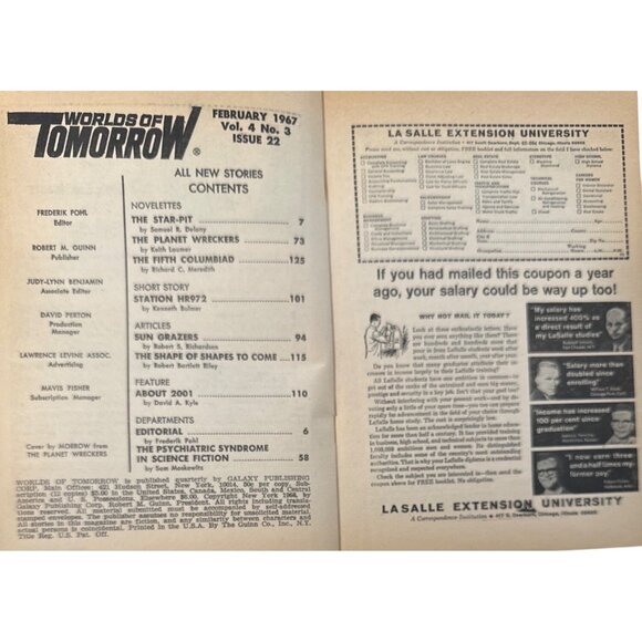 Worlds of Tomorrow May 1965 Feb July 1967 Effectives Shape of us to Come Planet - Picture 11 of 13